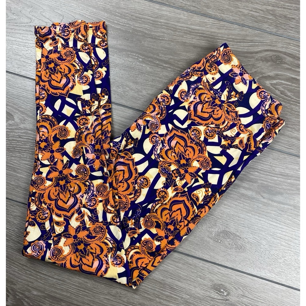 Lularoe Women's Pull On Paisley‎ Floral Pattern Leggings Multicolor Tall & Curvy